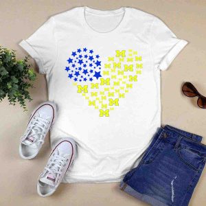 Heartflag Ncaa Michigan Wolverines M Emblem Star Heart T-Shirt