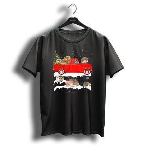 Hedgehog Riding Red Truck With Christmas Gifts And Tree Xmas Merry Chr T Shirt