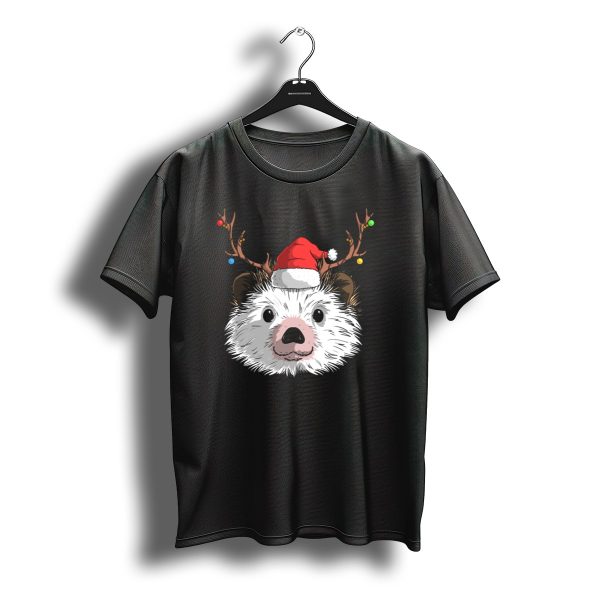 Hedgehog Santa Claus Hat Antlers Christmas Holiday T Shirt t shirt 1