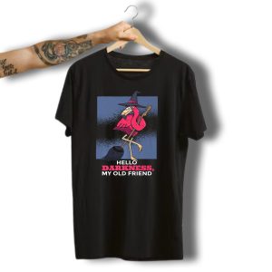 Hello Darkness My Old Friend Halloween Flamingo Witch Scary Party T-Shirt