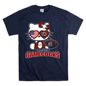 Hello Kitty South Carolina Gamecocks American Flag Football T-Shirt