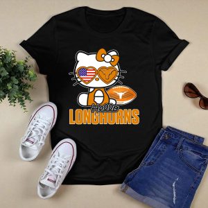 Hello Kitty Texas Longhorns Football American Flag T-Shirt