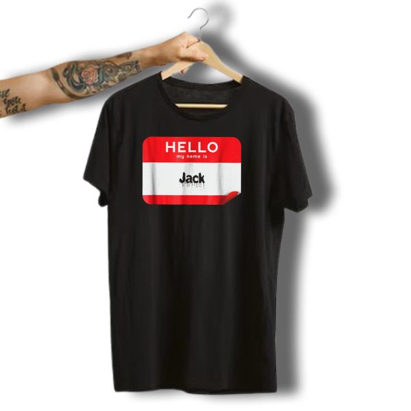 Hello My Name Is Jack Funny Halloween Party Name Tag Badge T Shirt t shirt 1