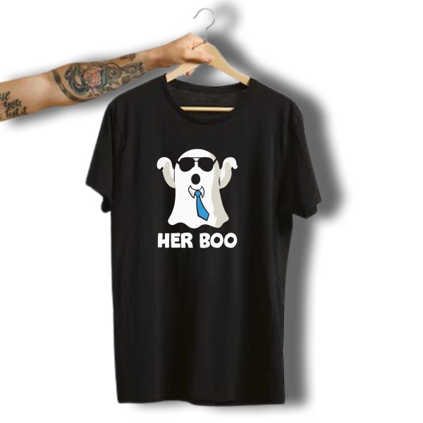 Her Boo Cute Halloween Boyfriend Ghost In Sunglasses And Tie T Shirt t shirt 1