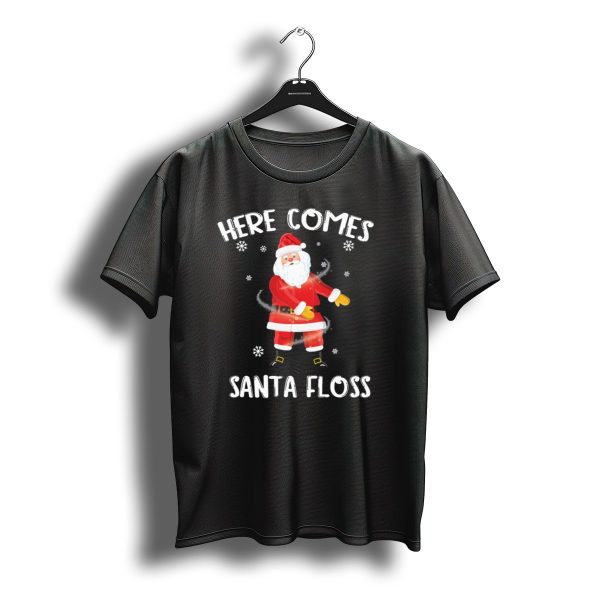 Here Comes Santa Floss Christmas Dance Santa Claus Snowflakes T Shirt t shirt 1