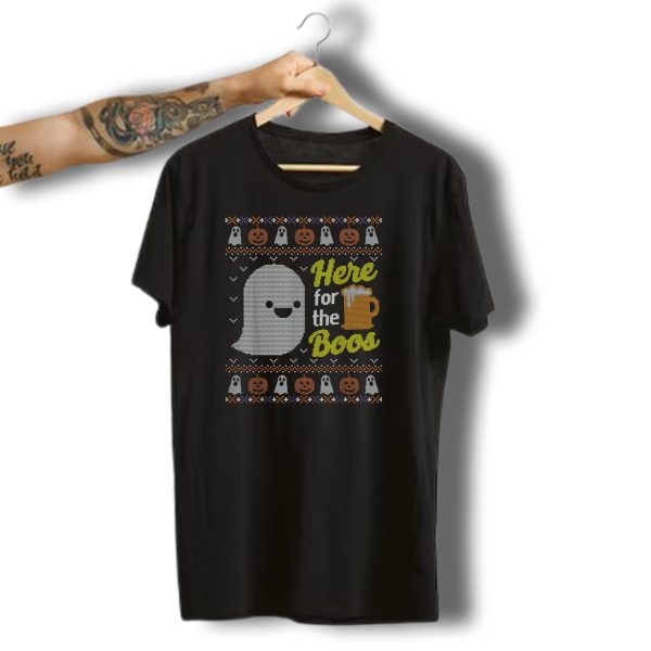 Here For The Boos Ghost Pumpkin Beer Mug Halloween T Shirt t shirt 1