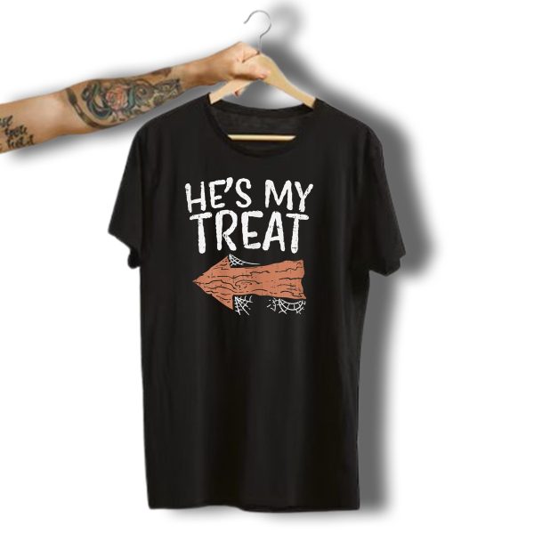 Hes My Treat Matching Halloween Costume Arrow Spiderweb T Shirt t shirt 1