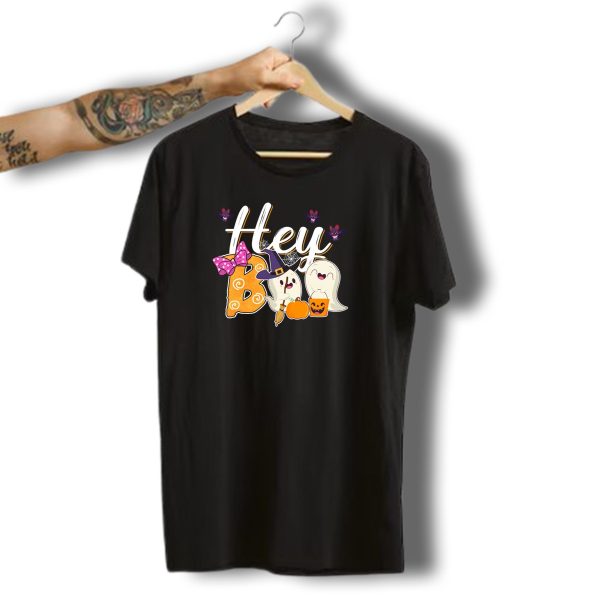 Hey Boo Ghosts With Pumpkins And Bats Simply Southern Halloween Collection T Shirt t shirt 1