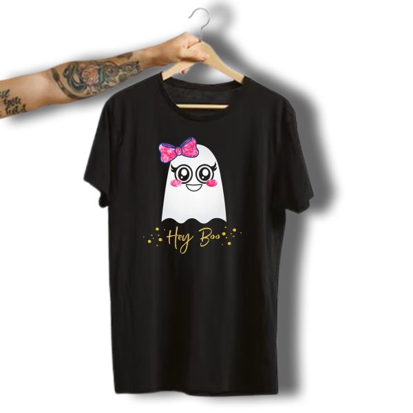 Hey Boo Kawaii Ghost Halloween Emoji Cute T Shirt t shirt 1