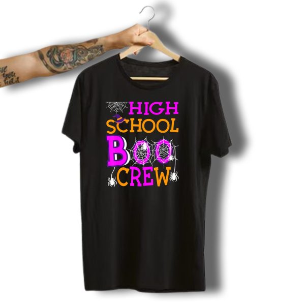 High School Boo Crew Spider Web Halloween Teacher T Shirt t shirt 1