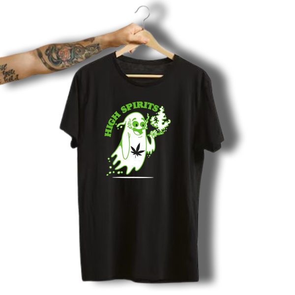 High Spirits Funny Halloween Marijuana Cbd Weed Smokers Stoners And Pothead T Shirt t shirt 1