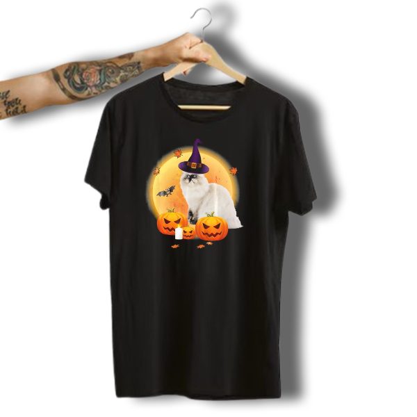 Himalayan Cat Halloween Witch Hat Pumpkins Full Moon T Shirt t shirt 1
