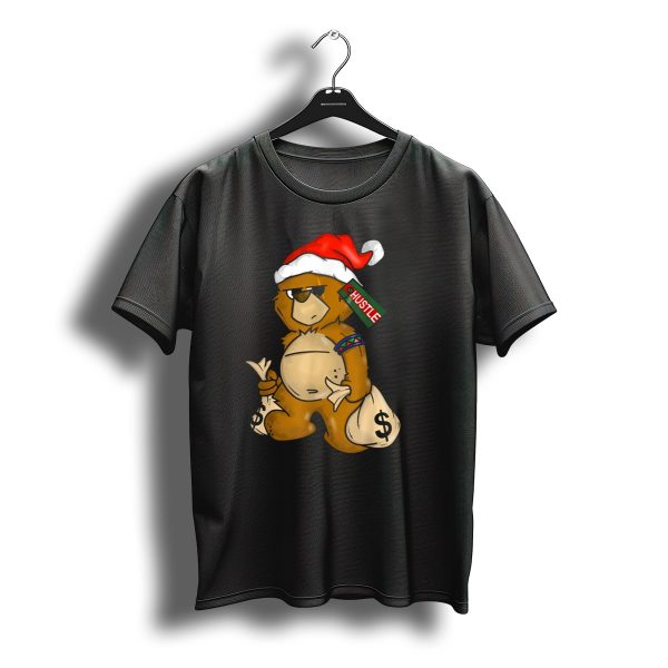 Hip Hop Teddy Bear Santa Hustle Money Bags Christmas T Shirt t shirt 1