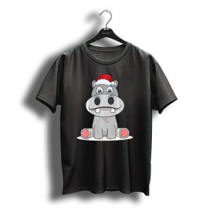 Hippopotamus Christmas Happy Hippo Santa Hat T-Shirt