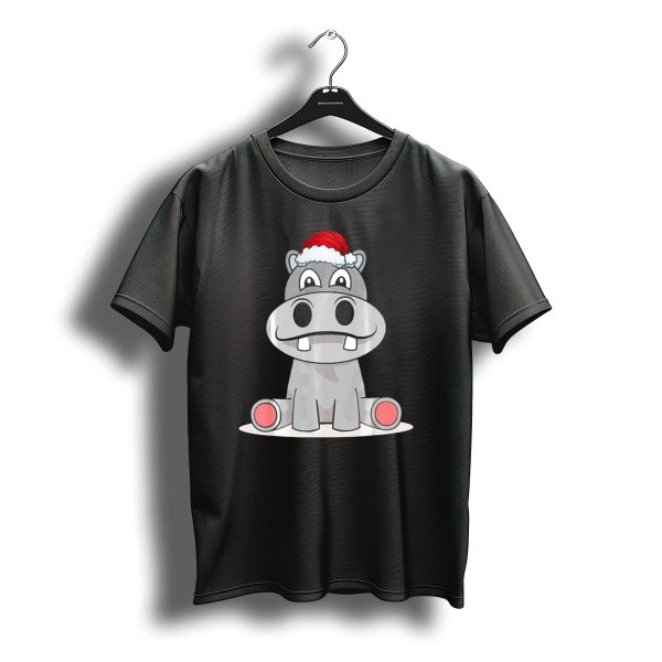 Hippopotamus Christmas Happy Hippo Santa Hat T Shirt t shirt 1