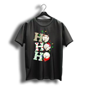 Ho Ho Ho Bichon Frise Santa Hat Christmas Lights T-Shirt