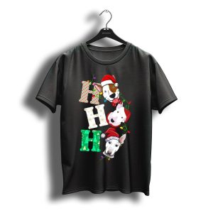 Ho Ho Ho Bullterrier Christmas Santa Hats T-Shirt