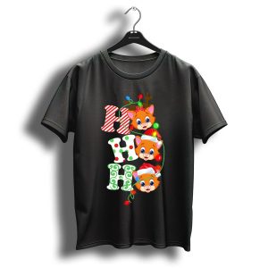 Ho Ho Ho Cats Reindeer Antlers Santa Hats Christmas Merry T Shirt