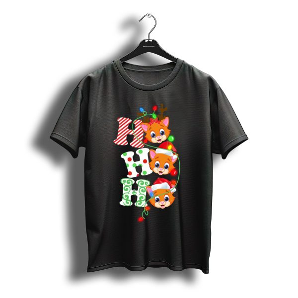 Ho Ho Ho Cats Reindeer Antlers Santa Hats Christmas Merry T Shirt t shirt 1