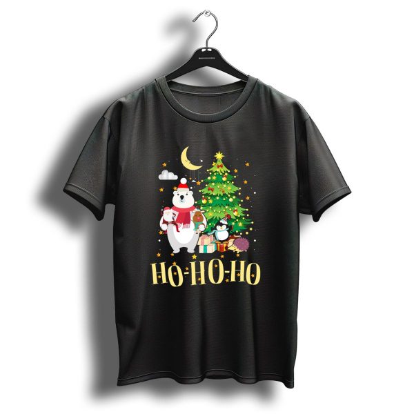 Ho Ho Ho Christmas Dreams Polar Bear Santa Penguin Tree T Shirt 1 t shirt 1