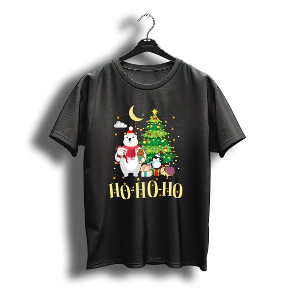 Ho Ho Ho Christmas Dreams Polar Bear Santa Penguin Tree T Shirt t shirt 1