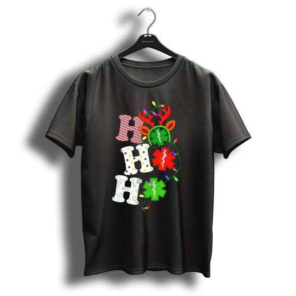 Ho Ho Ho Christmas Funny Nurse Holiday Lights Reindeer Medical T Shirt 1 t shirt 1