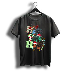 Ho Ho Ho Christmas Horse With Antlers And Santa Hats T Shirt