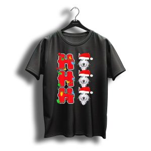 Ho Ho Ho Christmas Lights Santa Hat Husky T-Shirt