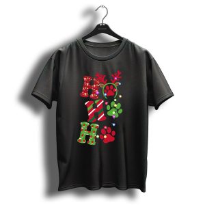 Ho Ho Ho Christmas Paws Antlers Reindeer Lights T Shirt