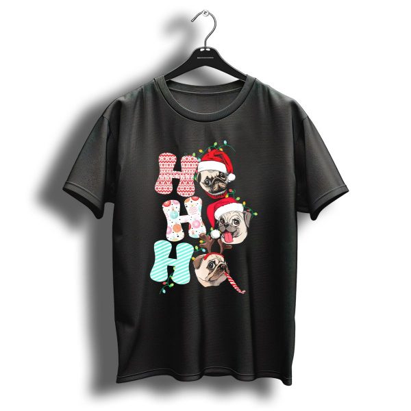Ho Ho Ho Christmas Pug Santa And Reindeer Dogs T Shirt 1 t shirt 1