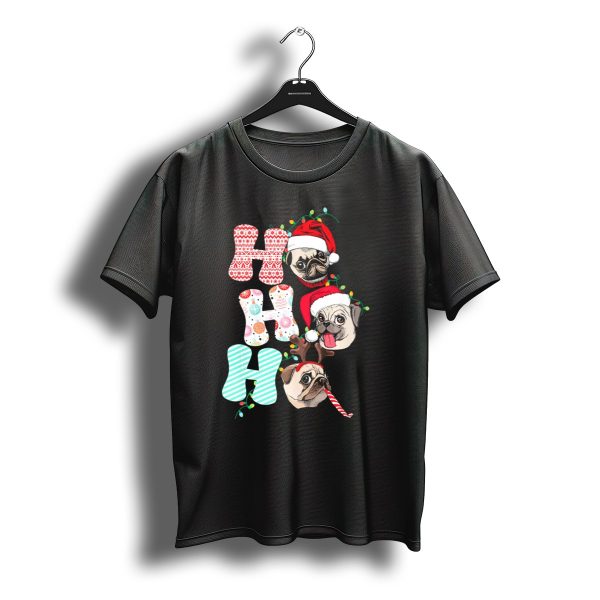Ho Ho Ho Christmas Pug Santa And Reindeer Dogs T Shirt t shirt 1
