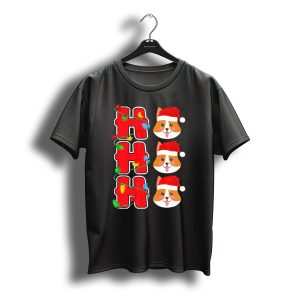 Ho Ho Ho Corgi Santa Christmas Lights T-Shirt