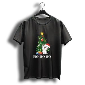 Ho Ho Ho Cute Cat Christmas Tree Holiday T-Shirt