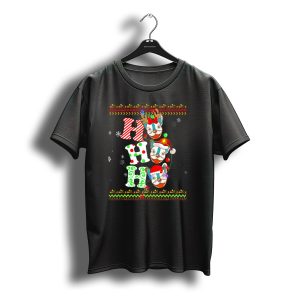 Ho Ho Ho French Bulldog Christmas Santa Hat Reindeer Holiday Lights T-Shirt
