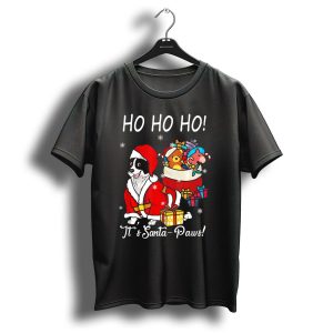 Ho Ho Ho Funny Dog Border Collie Christmas It's Santa Paws T-Shirt