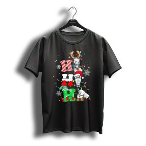 Ho Ho Ho Horse Christmas Reindeer Antlers Santa Hat Snowflakes T-Shirt