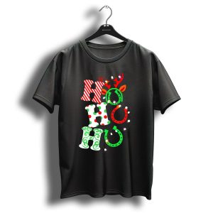 Ho Ho Ho Horse Hoof Funny For Ridin Christmas Reindeer Light Decoration T-Shirt