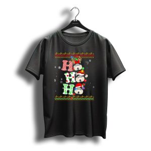 Ho Ho Ho Husky Christmas Santa Hat Lights Reindeer Antlers Snowflakes T-Shirt