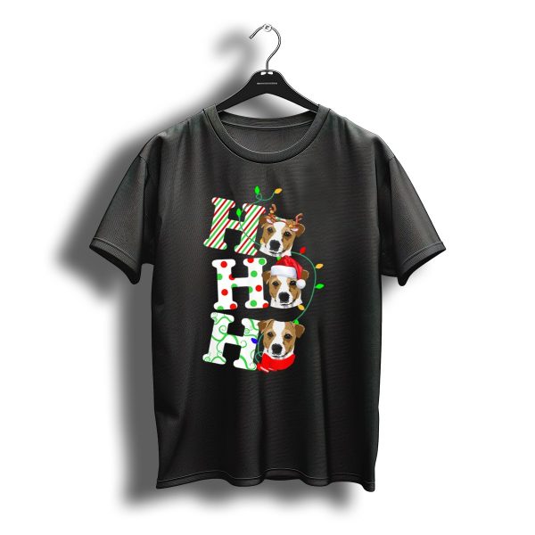 Ho Ho Ho Jack Russell Terrier Christmas Santa Hat And Reindeer Antlers T Shirt t shirt 1