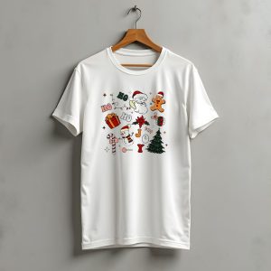 Ho Ho Ho Joy Christmas With Santa Gingerbread And Candy Cane T-Shirt
