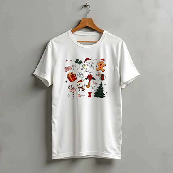 Ho Ho Ho Joy Christmas With Santa Gingerbread And Candy Cane T Shirt t shirt 1