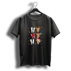 Ho Ho Ho Lakeland Terrier Christmas Lights Snowflakes T Shirt