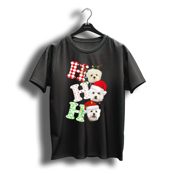 Ho Ho Ho Maltese Santa Hat Christmas Dogs T Shirt t shirt 1