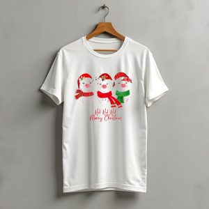 Ho Ho Ho Merry Christmas Pig Trio Santa Hat T-Shirt