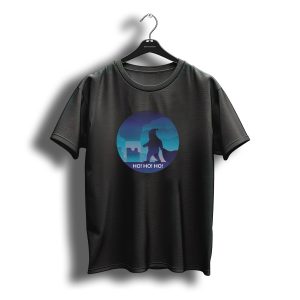 Ho Ho Ho Merry Christmas Santa Silhouette Moonlit Scene T-Shirt