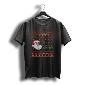 Ho Ho Ho Ok Boomer Ugly Christmas Sweater Style Santa Candy Canes T-Shirt
