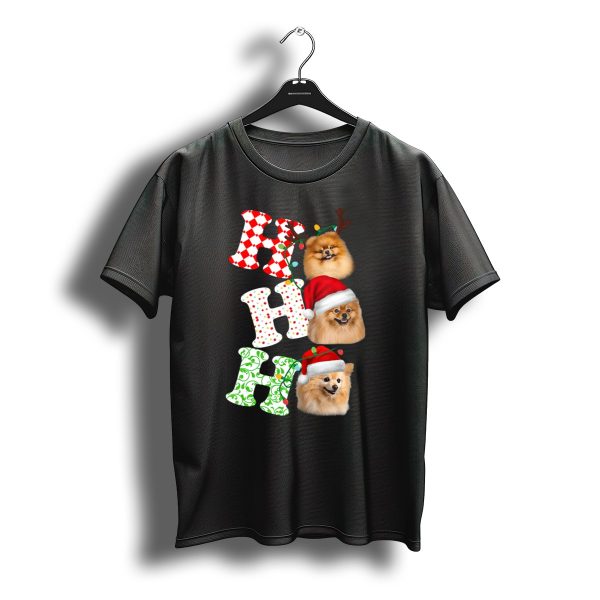 Ho Ho Ho Pomeranian Santa Hat Reindeer Antlers Christmas T Shirt t shirt 1