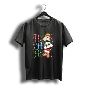 Ho Ho Ho Poodle With Elf Santa Claus Reindeer Christmas T-Shirt