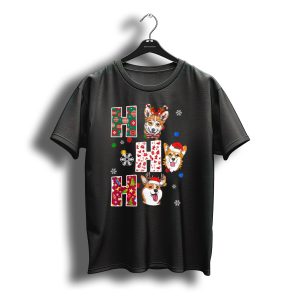 Ho Ho Ho Santa Corgi Christmas Lights Snowflakes T-Shirt