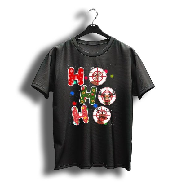 Ho Ho Ho Santa Deer Hunting Christmas Targets T Shirt t shirt 1